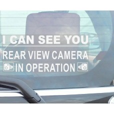  1 x Window Sticker-I Can See You-Rear View Camera In Operation Security Warning-200mm x 87mm-CCTV Sign-Van,Lorry,Truck,Taxi,Bus,Mini Cab,Minicab 